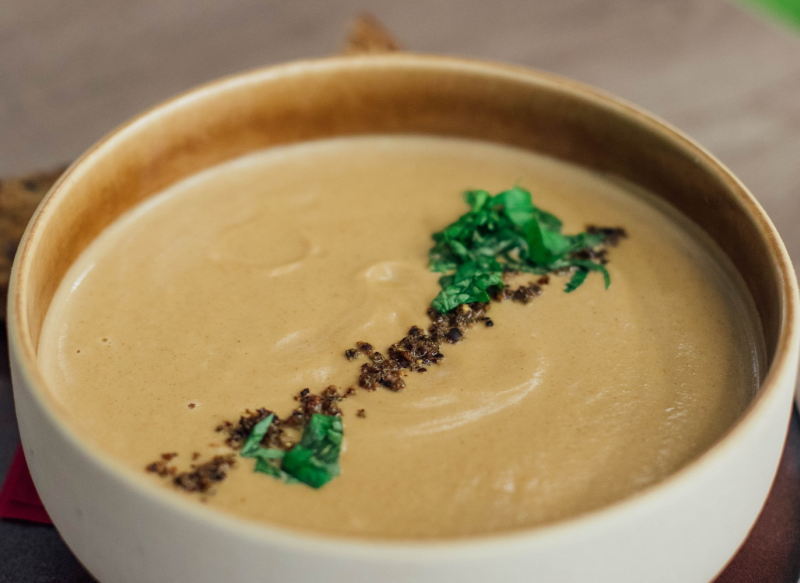 Chestnut cream soup with coconut milk
